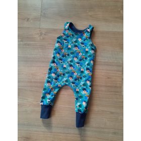 Zöld alapon virágos kantáros nadrág (62-68-as méret)