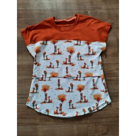   Róka mintás egyszerű szabású szoptatós póló (M-es méret)
