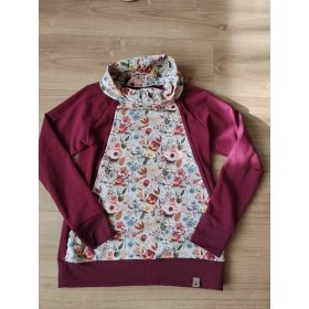   3D virág mintás A-vonalú szoptatós pulóver gallérral - M