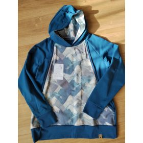 Hegy mintás A-vonalú szoptatós pulóver kapucnival - XL