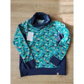   Zöld alapon virágos cipzáros szoptatós pulóver gallérral - L