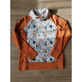   3D virágos rozsdaszínű cipzáros szoptatós pulóver gallérral - M - KIFUTÓ SZÍN!