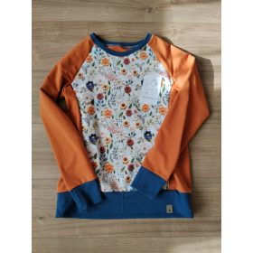   3D virágos rozsdaszínű cipzáros szoptatós pulóver gallér nélkül - S - KIFUTÓ SZÍN!