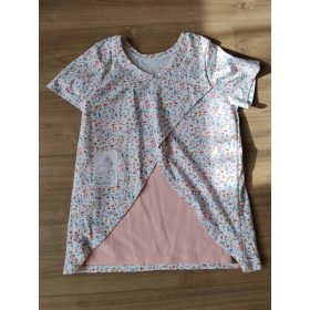 Virágos rövidujjú szoptatós póló (XL-es méret)