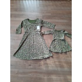   Piros bogyós anya-lánya ruhaszett, anyukának szoptatós megoldással (XL,104-es méret)