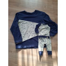   Kutyusos mintás baba-mama póló és rugdalózó szett, anyukának szoptatós megoldással (L, 62-68-as méret)