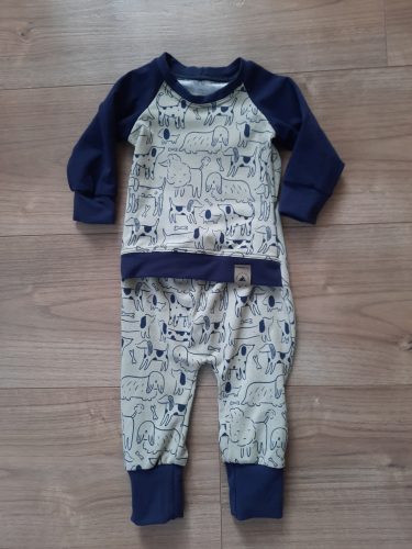 Kutyusos mintás baba-mama póló és rugdalózó szett, anyukának szoptatós megoldással (L, 62-68-as méret)