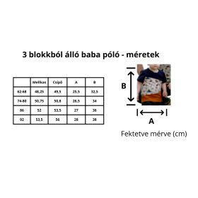 3 blokkból álló ujjatlan/rövid ujjú baba póló