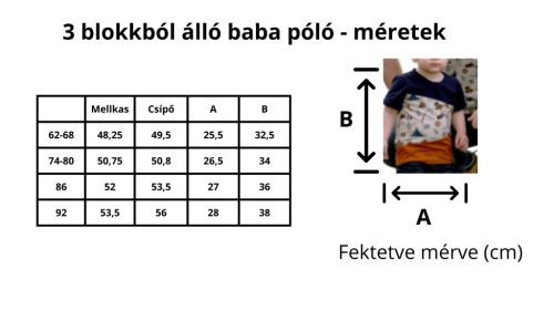 3 blokkból álló ujjatlan/rövid ujjú baba póló