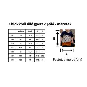 3 blokkból álló ujjatlan/rövid ujjú gyerek póló