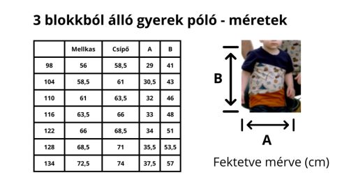 3 blokkból álló ujjatlan/rövid ujjú gyerek póló