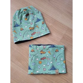 Egyszerű körsál és sapka felnőtt és gyerek méretekben